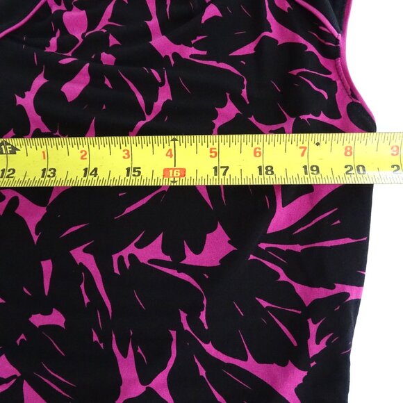 Worthington Black Purple Floral Print Top Women Size L Side Slits Work Casual - Picture 7 of 9